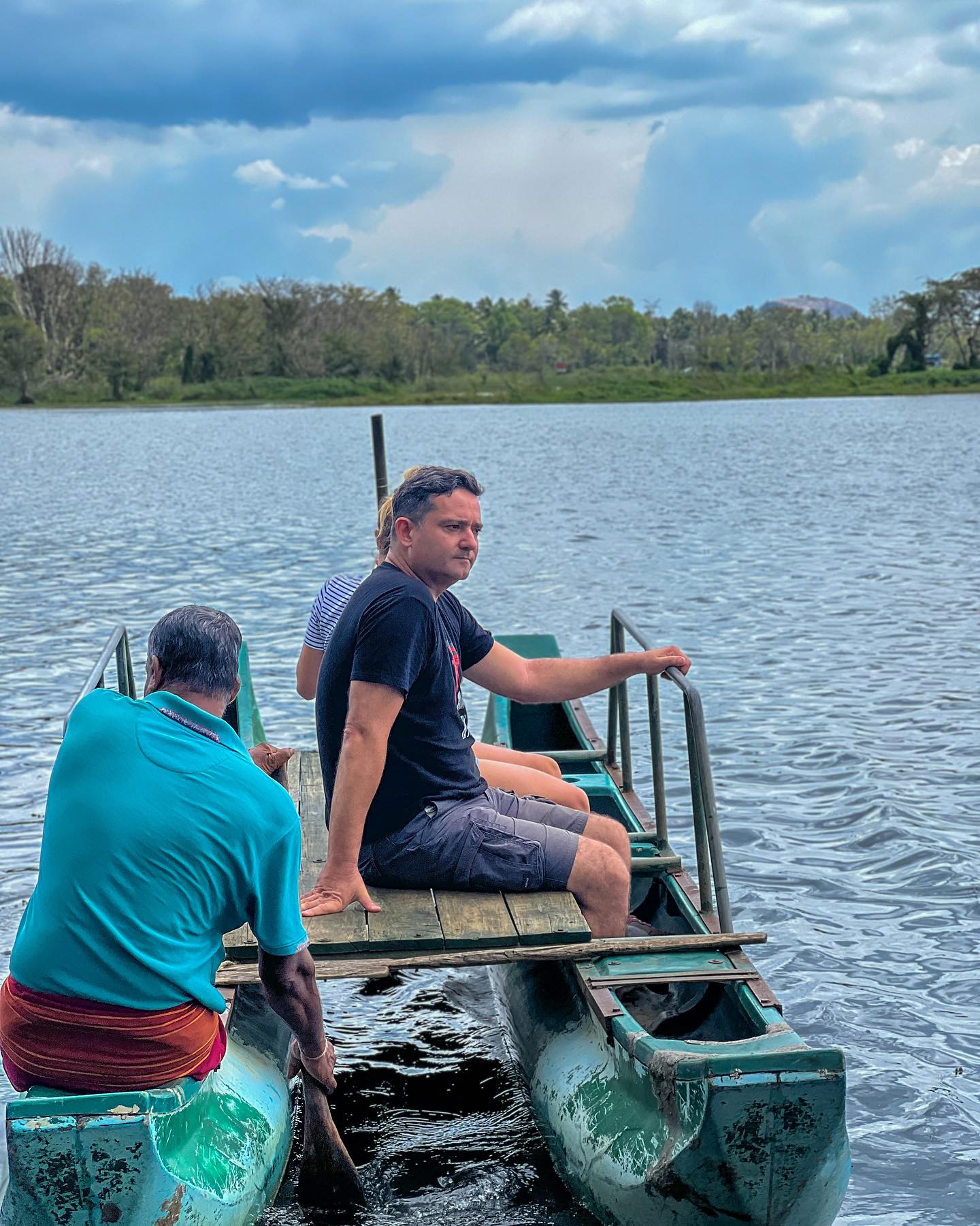 Relaxing boat ride on lake